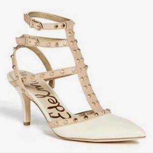 Sam Edelman Ollie Studded T Strap Heeled Pumps Size Womens 7.5M
